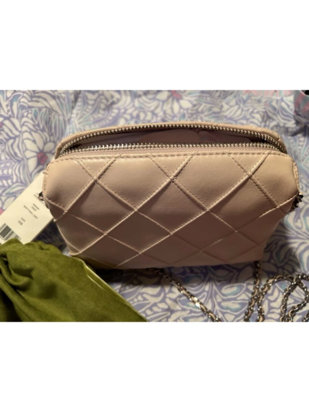 Tory Burch Fleming Camera Crossbody Bag Soft Pink Quilted Leather $375 New